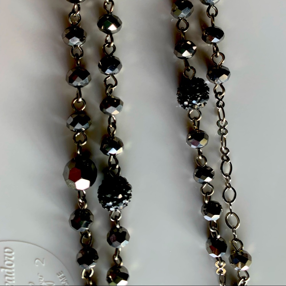 NWT INC brand, silver & black w/ “disco balls”, 6 ft. Strand